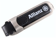 Black Leather And Metal Body Usb Stick Branded Alliance Cd288