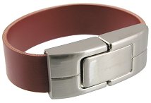 Metal Flash Drive Brown Leather Wrist Strap Open Cd296