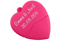 Wedding Usb Flash Drive Pink Heart Printed With Bride And Groom Names Cd232