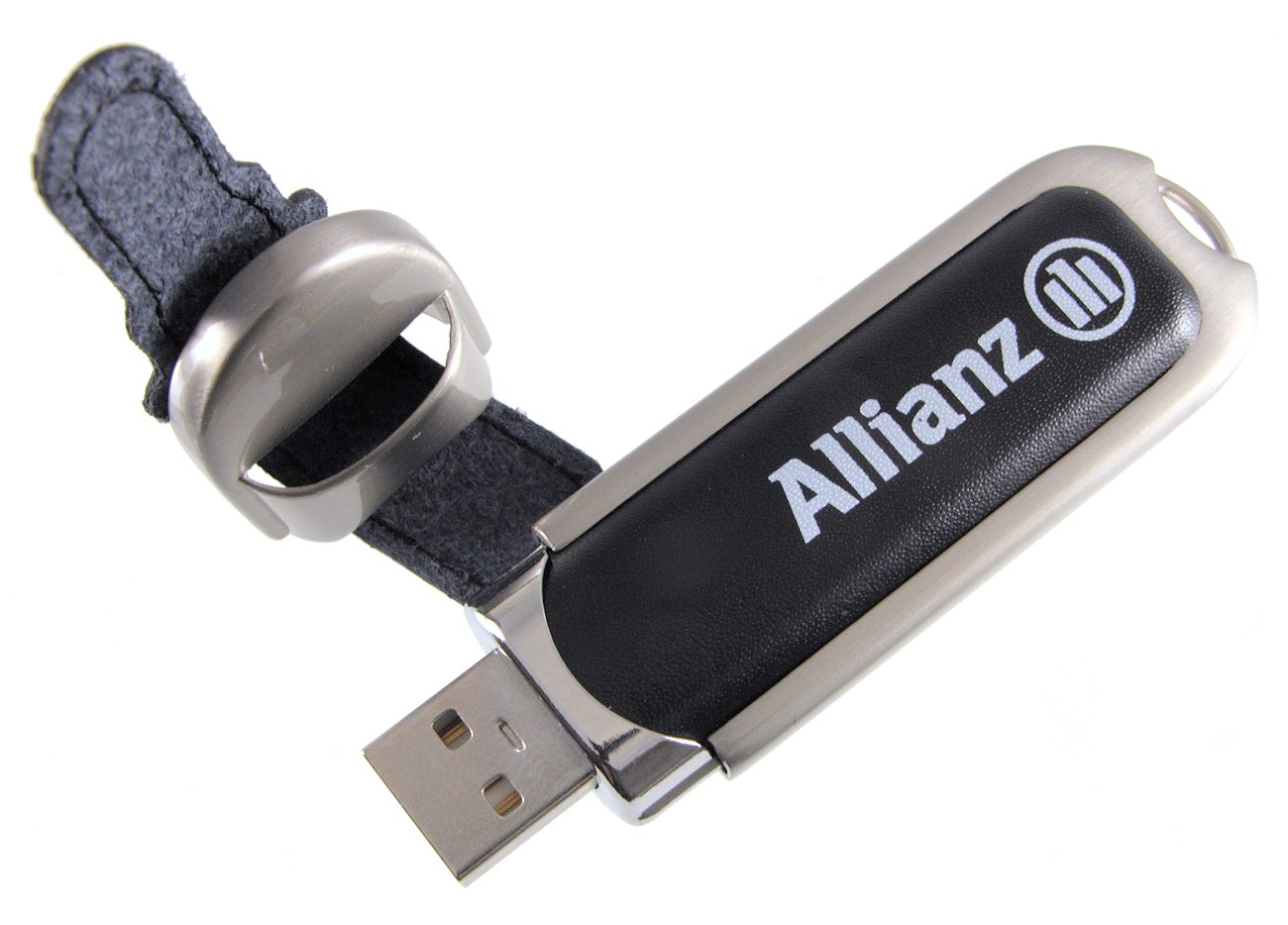 Black Leather And Metal Body Flash Drive Branded Alliance Cd289