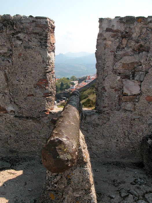 Rusted cannon in Marvao battlements towards Spain