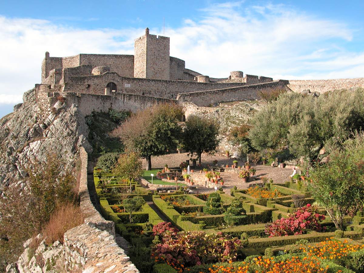 Marvao castle viewed with the gardens in the foreground