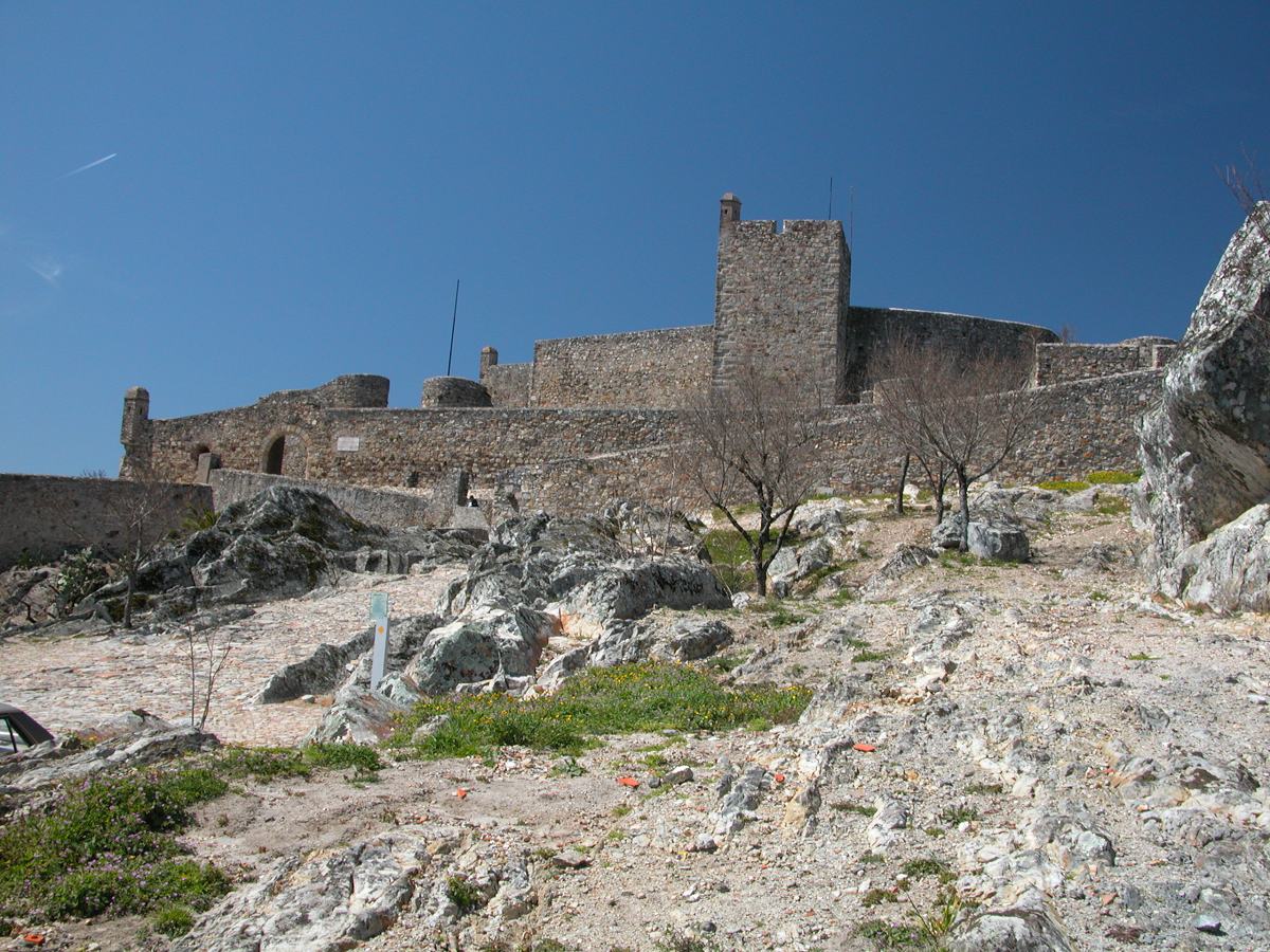 Marvao castle viewed from the east over the rocky granite terrain