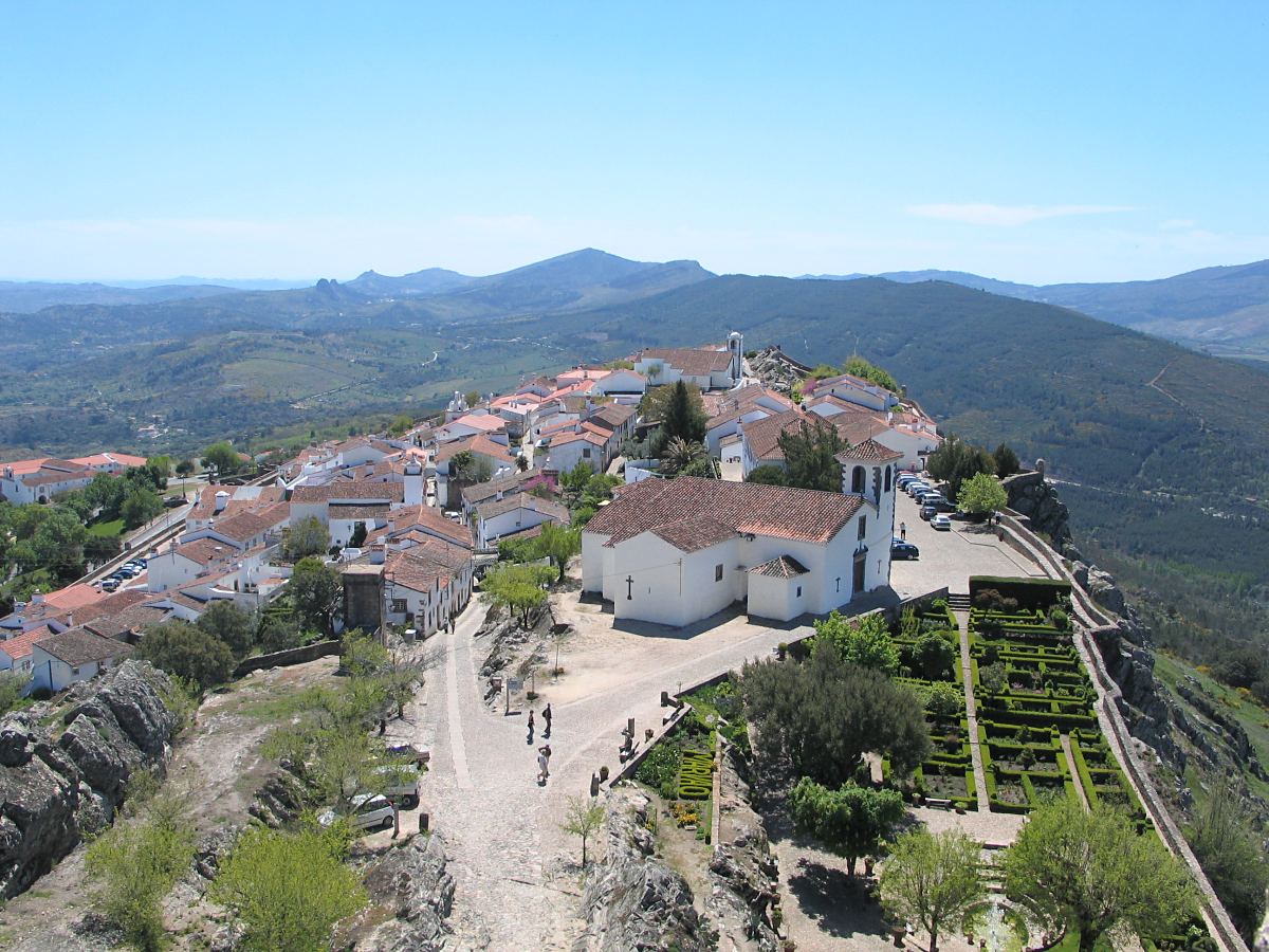 Marvao village viewed from the castle showing the Municipal Museum
