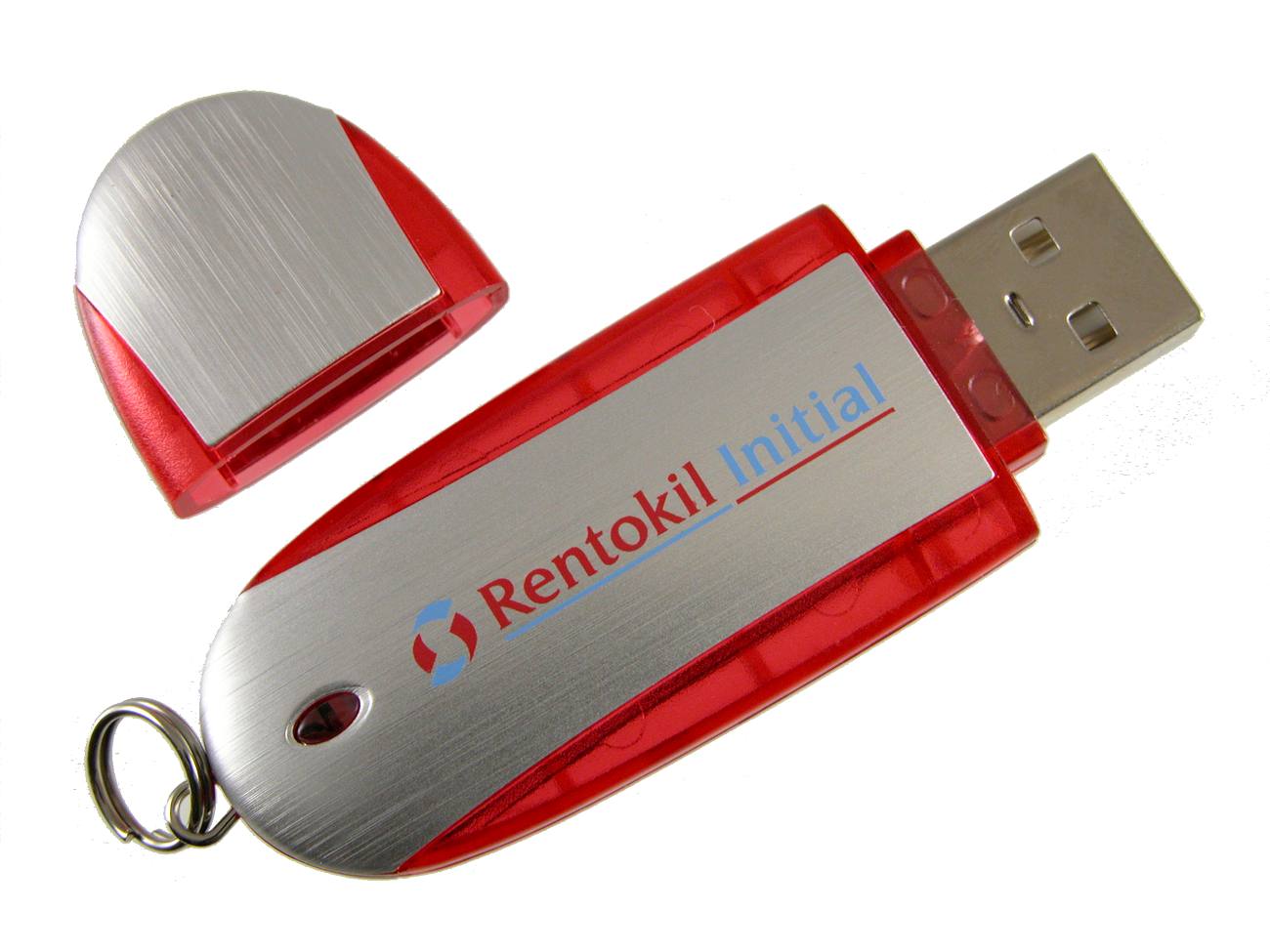Personalised Usb Stick Red Plastic With Metal Shell Cd274