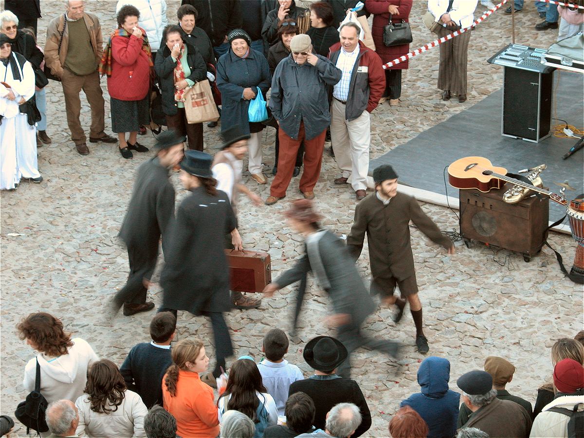 Street entertainers Marvao Chestnut Festival in Portugal